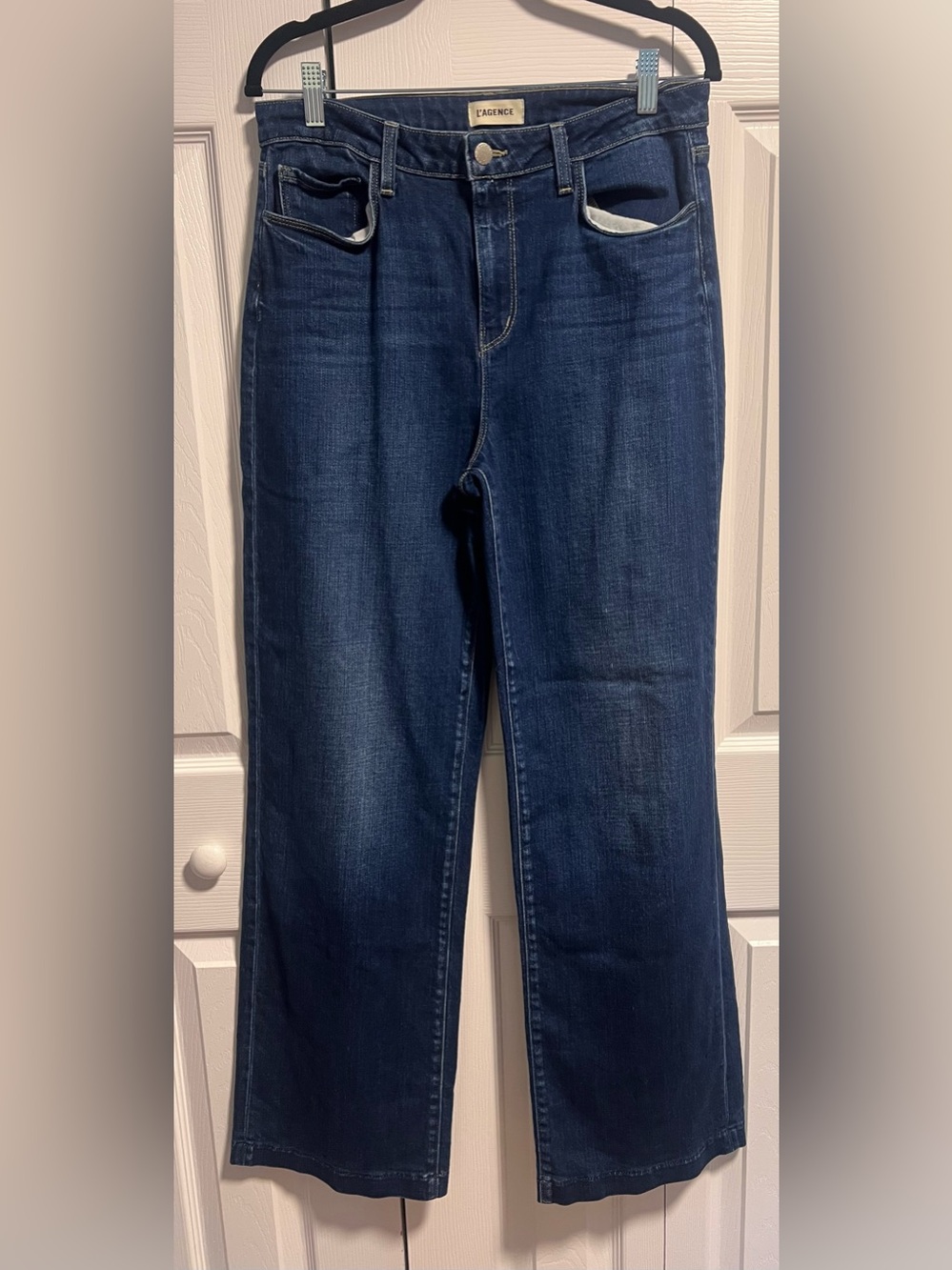 L'AGENCE Scottie Dark High Rise Wide-Leg Jeans